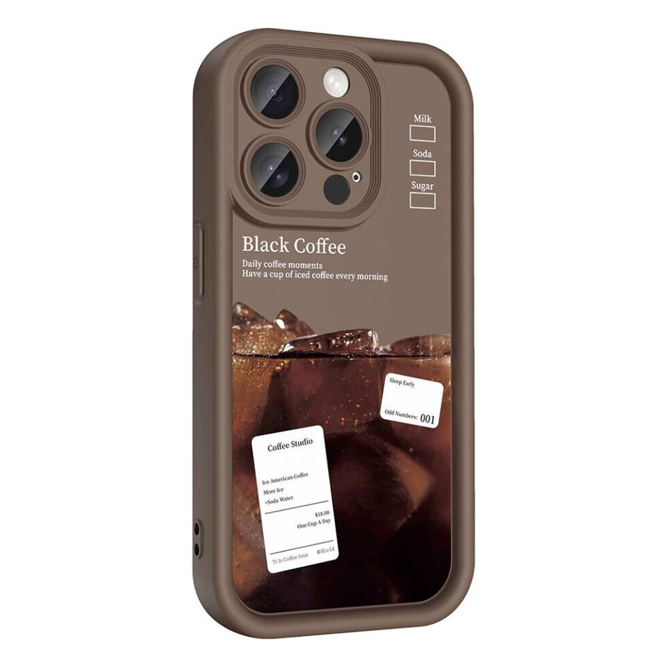 Apple  iPhone 14 Pro Kılıf Kamera Korumalı Baskılı Arka Yüzey Kapak (Klas) Koyu Kahve