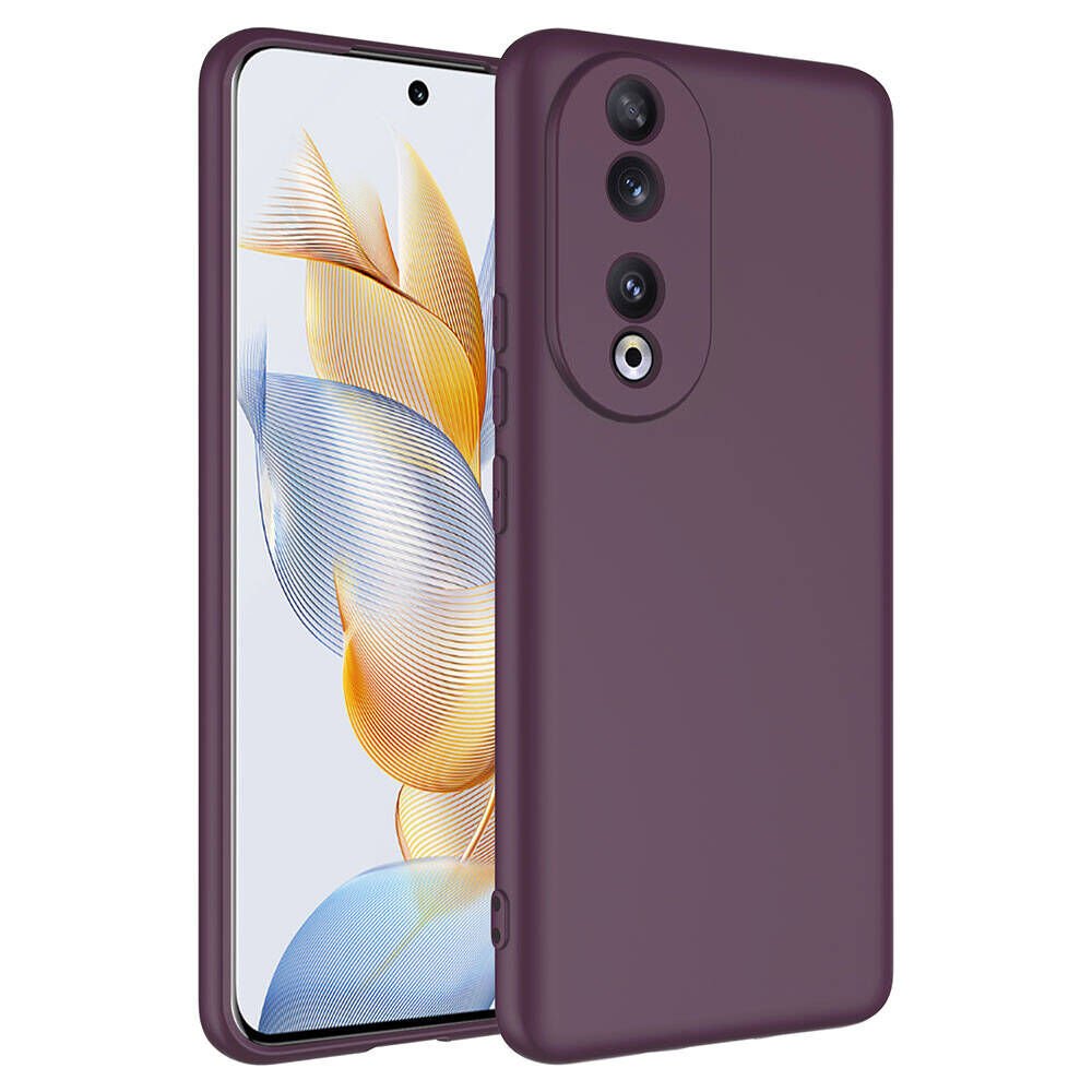 Huawei Honor 90 Kılıf Kadife İç Yüzey Yumuşak Dokulu Kamera Korumalı Kapak (MARA) Mürdüm