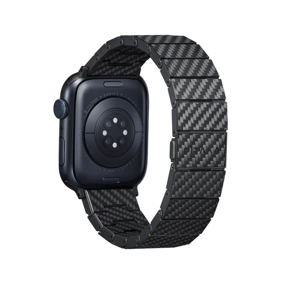 Apple Watch Serisi Uyumlu Karbon Fiber Pitaka Modern Serisi Black-Grey Twill Universal Kordon