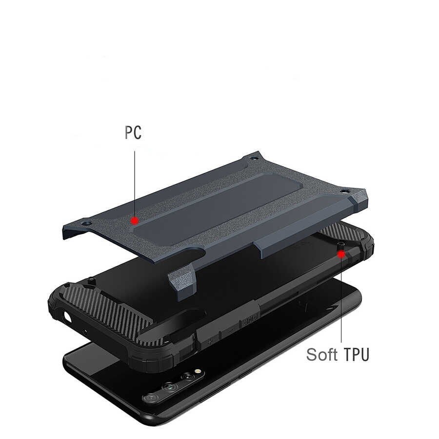 Huawei P Smart S (Y8P) Kılıf Armor Köşe Korumalı Çift Katman Tank Zırh Kapak (CRASH) Kırmızı