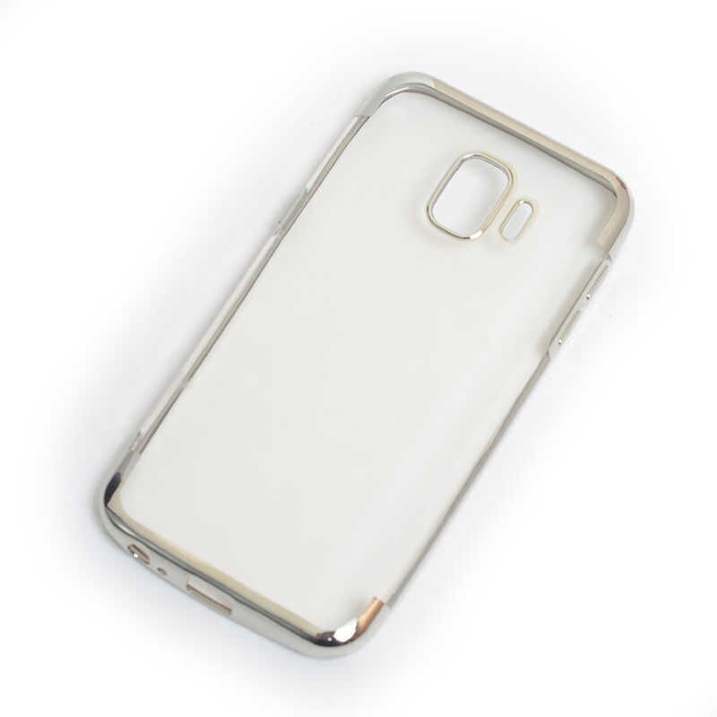 Samsung Galaxy J2 Core Kılıf Dört Köşe Renkli Lazer Şeffaf Silikon Kapak (GLİTTER) Gri