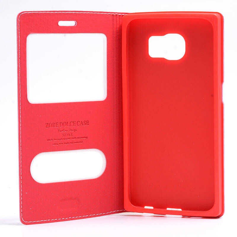 Samsung Galaxy S6 Kapaklı Kılıf Mıknatıslı 360 Tam Korumalı (DOLCE) Pembe Açık