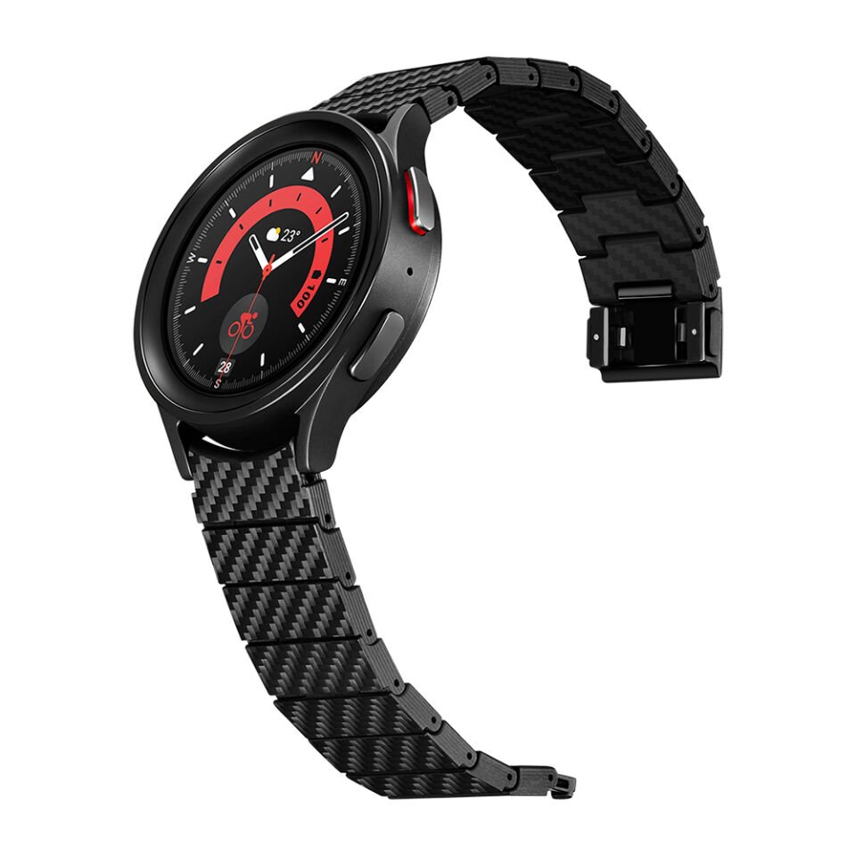 Samsung Galaxy Watch 5 Pro 45mm Karbon Fiber Pitaka Modern Serisi Black-Grey Twill Kordon