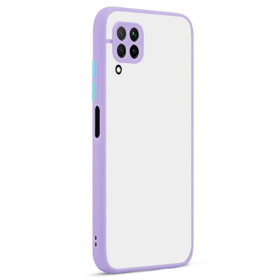 Huawei P40 Lite Kılıf Mat Kamera Korumalı Renkli Tuşlu Sert Silikon Kapak (HUX) Lacivert