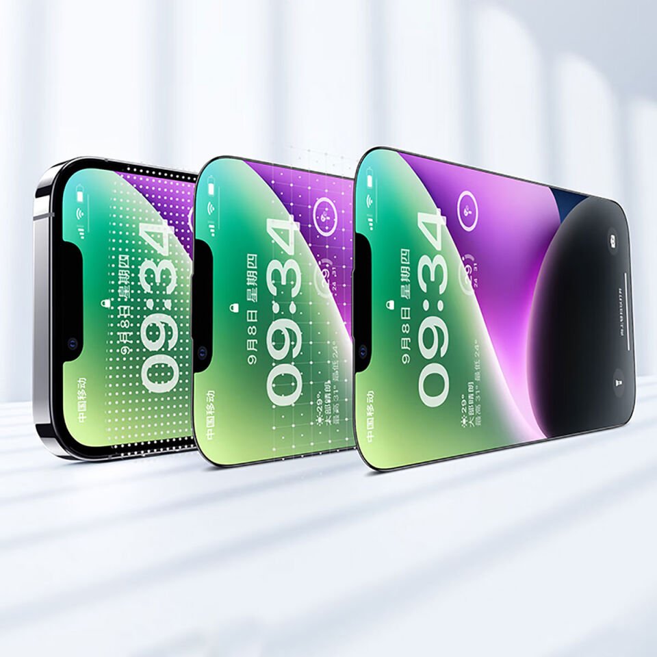 Apple iPhone 14 Pro Max Wiwu CZ-003 Mavi Işık Teknolojili Hidrofobik ve Oleofobik Parlama Önleyici Cam Ekran Koruyucu