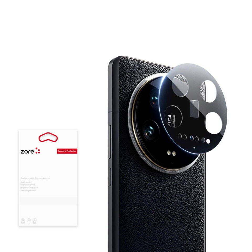 Xiaomi Mi 14 Ultra Kamera Lens Koruyucu Siyah Çerçeveli Korunaklı (3D K.C) Siyah