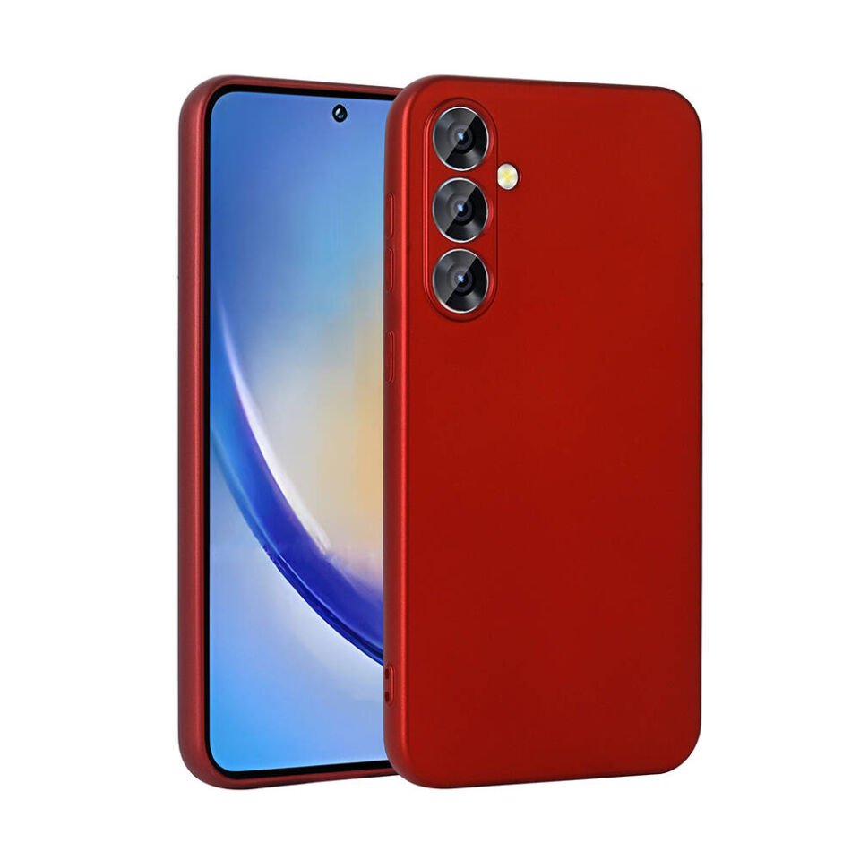 Samsung Galaxy A35 Kılıf Yumuşak Dokulu Soft İnce Mat Silikon Kapak (PREMİER) Kırmızı