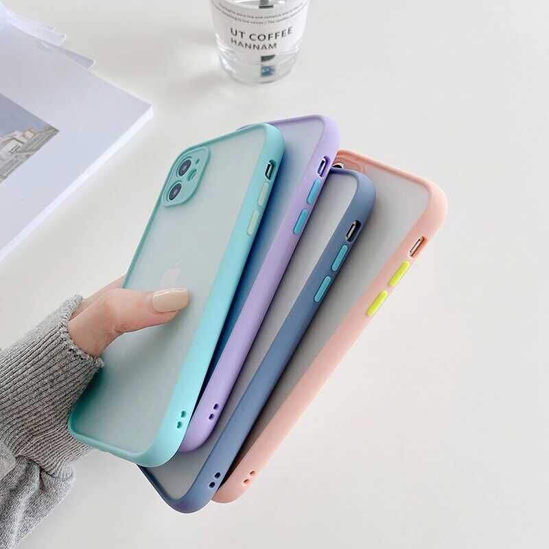 Huawei P40 Lite Kılıf Mat Kamera Korumalı Renkli Tuşlu Sert Silikon Kapak (HUX) Pembe