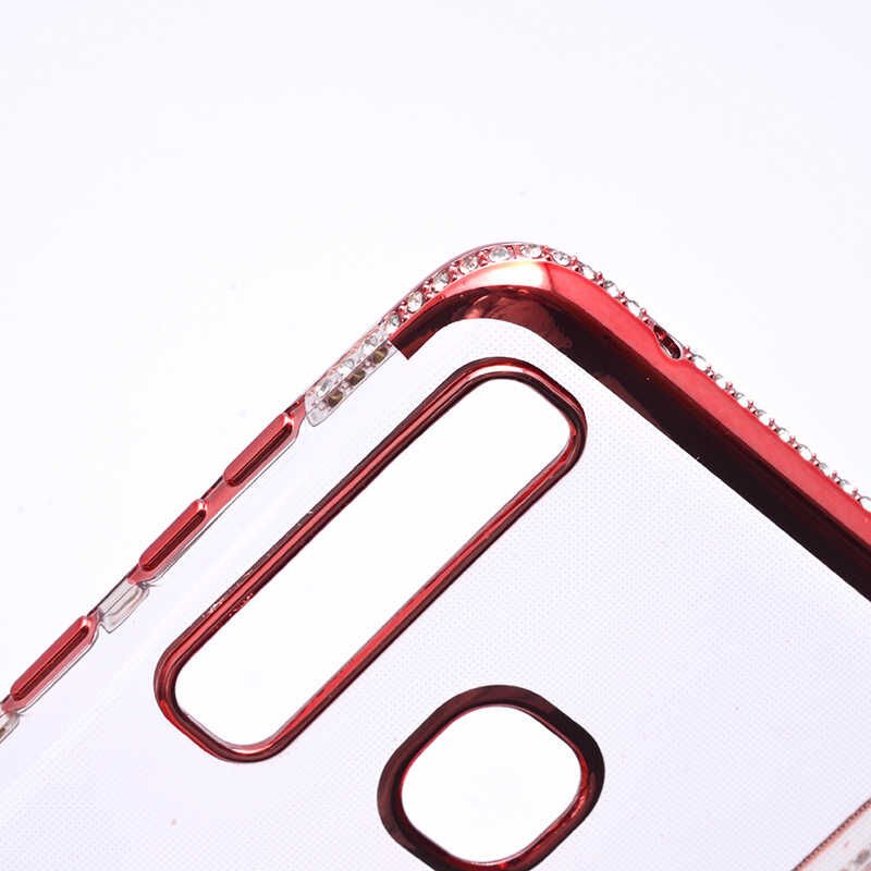 Galaxy A9 2018 Kılıf Zore Tek Sıra Taşlı Silikon