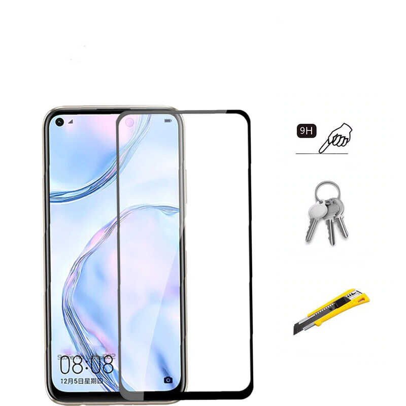 Huawei P40 Lite HEPTEKİLETİŞİM Kenarları Kırılmaya Dayanıklı Cam Ekran Koruyucu