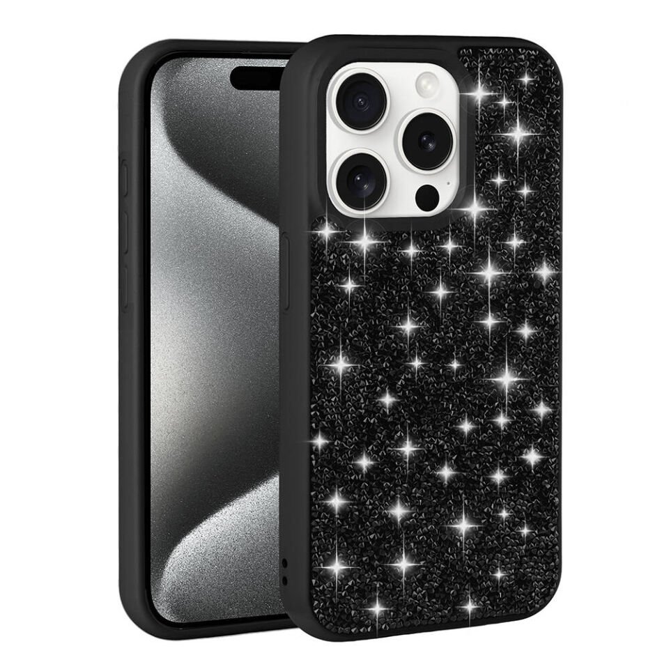Apple iPhone 15 Pro Kılıf Parlak Taşlı Tasarım HEPTEKİLETİŞİM Pırlanta Kapak
