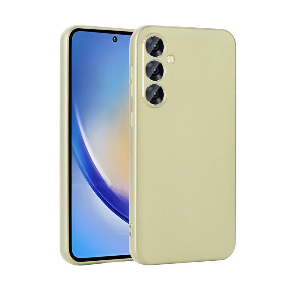 Samsung Galaxy A35 Kılıf Yumuşak Dokulu Soft İnce Mat Silikon Kapak (PREMİER) Gold