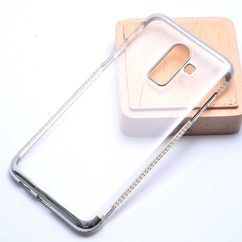 Galaxy J8 Kılıf Zore Tek Sıra Taşlı Silikon