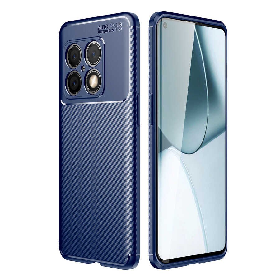 One Plus 10 Pro Kılıf Kamera Çıkıntılı Karbon Fiber Dokulu Renk Atmaz Kapak (NEGRO) Siyah