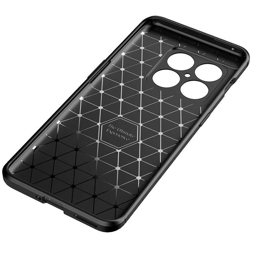 One Plus 10 Pro Kılıf Kamera Çıkıntılı Karbon Fiber Dokulu Renk Atmaz Kapak (NEGRO) Siyah