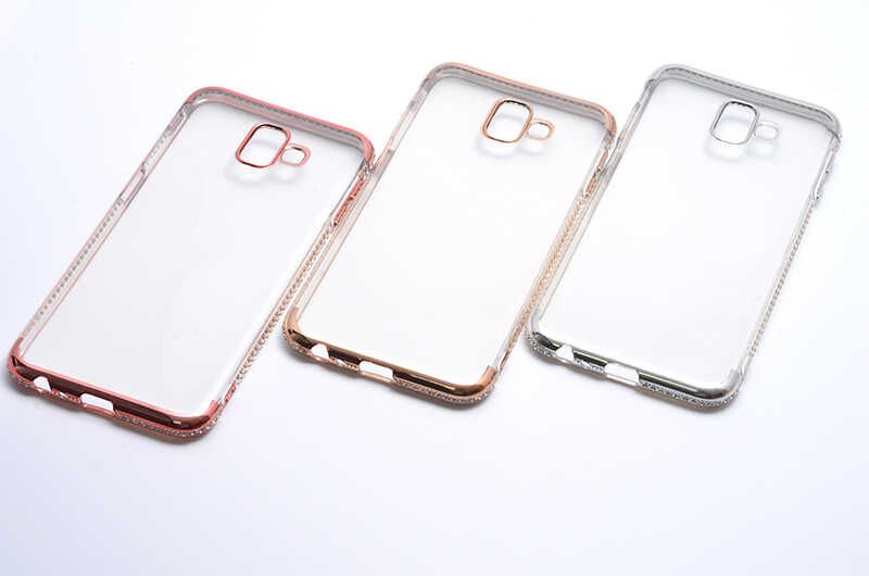 Galaxy J6 Plus Kılıf Zore Tek Sıra Taşlı Silikon