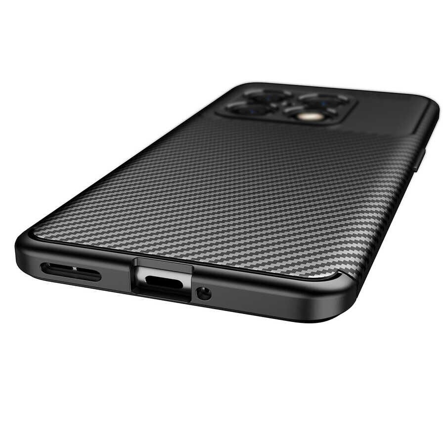 One Plus 10 Pro Kılıf Kamera Çıkıntılı Karbon Fiber Dokulu Renk Atmaz Kapak (NEGRO) Lacivert