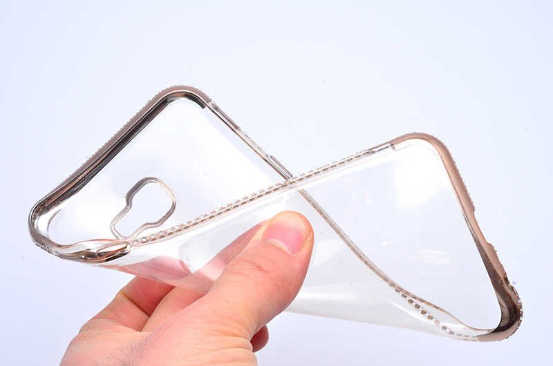 Galaxy J4 Plus Kılıf Zore Tek Sıra Taşlı Silikon
