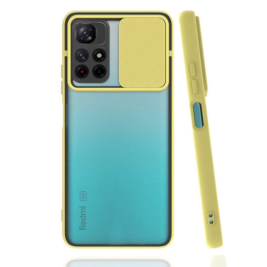 Xiaomi Redmi Note 11T 5G Kılıf Slayt Sürgülü Kamera Korumalı Renkli Silikon Kapak Siyah