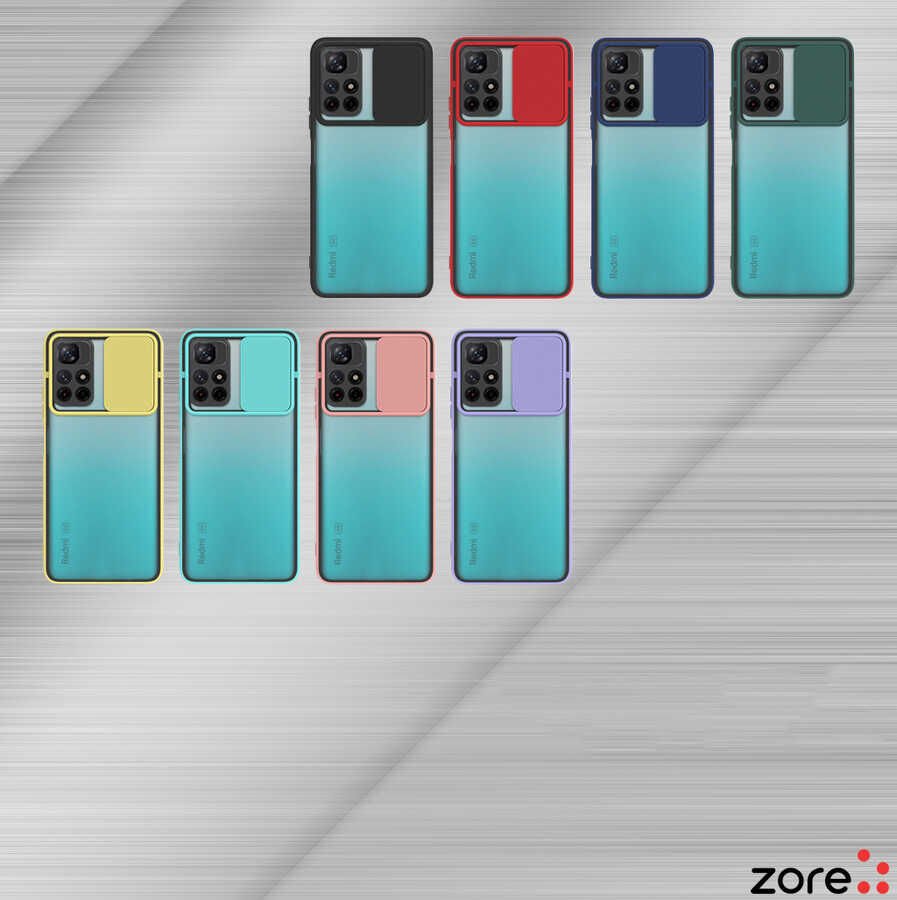 Xiaomi Redmi Note 11T 5G Kılıf Slayt Sürgülü Kamera Korumalı Renkli Silikon Kapak Siyah