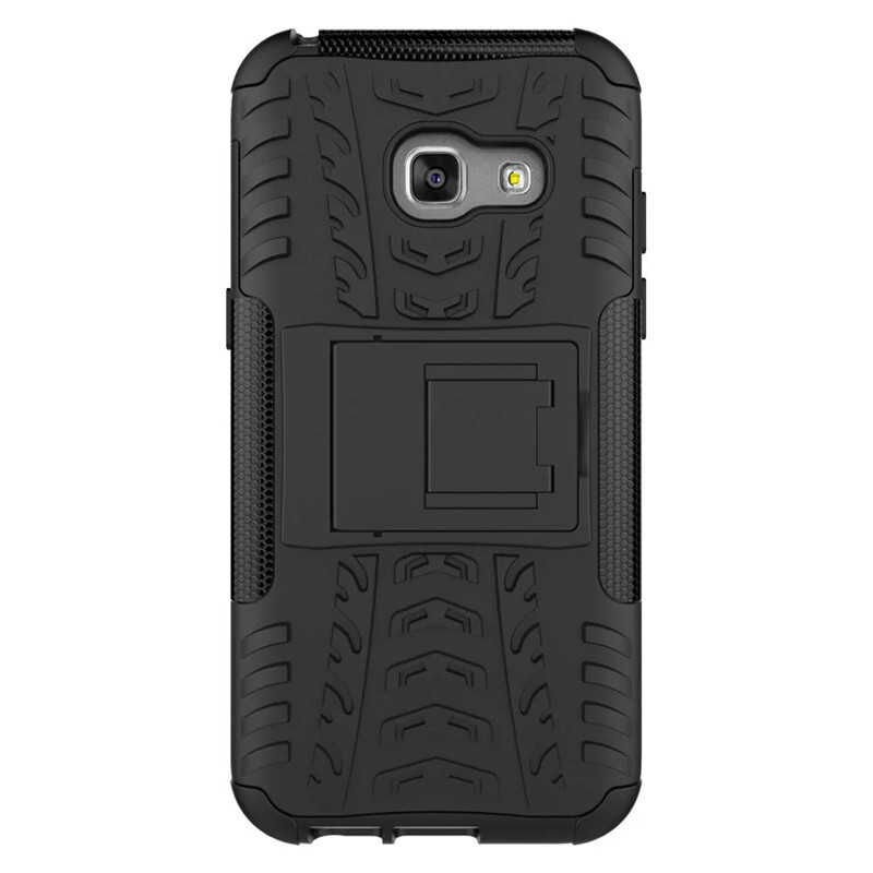 Samsung Galaxy J4 Plus Kılıf Standlı Korunaklı Silikon Kapak (hibrit) Siyah