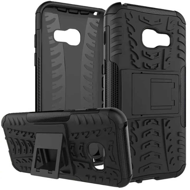 Samsung Galaxy J4 Plus Kılıf Standlı Korunaklı Silikon Kapak (hibrit) Siyah