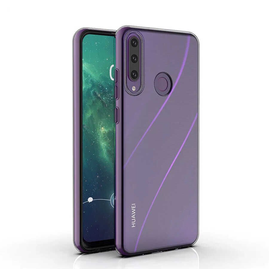 Huawei Y6P Şeffaf Kılıf Yumuşak İnce Tasarımlı Kapak (SÜPER) Renksiz
