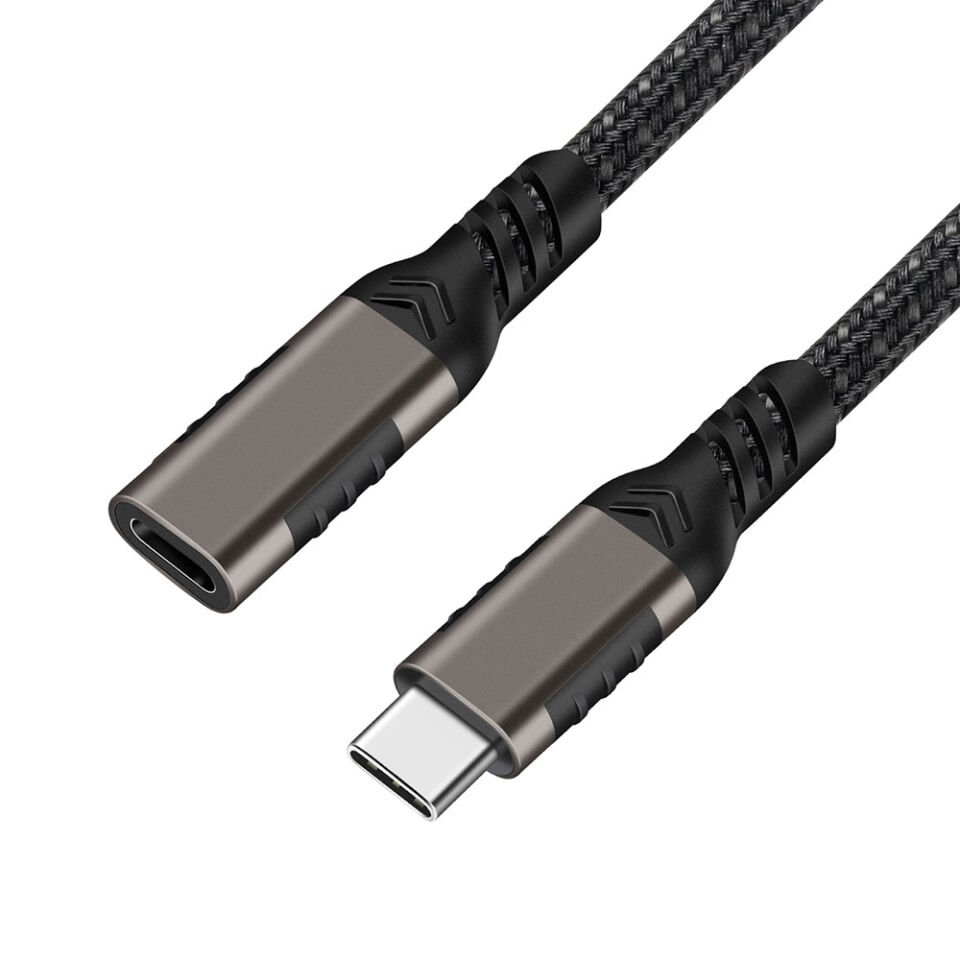 Extension USB3.2 Type-C PD Uzatma Kablosu 100W 20Gbps 4K@60Hz 1.5 Metre Siyah