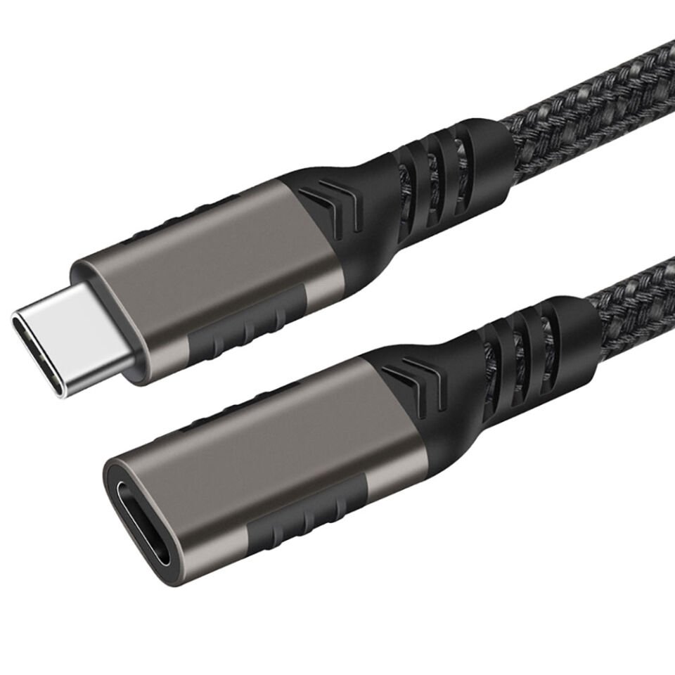 Extension USB3.2 Type-C PD Uzatma Kablosu 100W 20Gbps 4K@60Hz 1.5 Metre Siyah