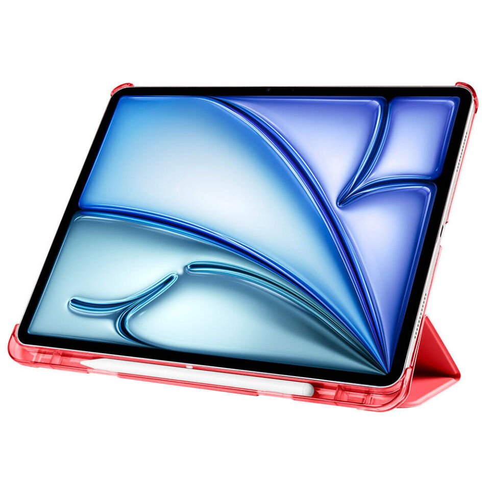 Apple iPad Air 10.9 2020 (4.Nesil) Kılıf Arkası Silikon Pu Deri 360 Korumalı Tasarım (SC.) Kırmızı