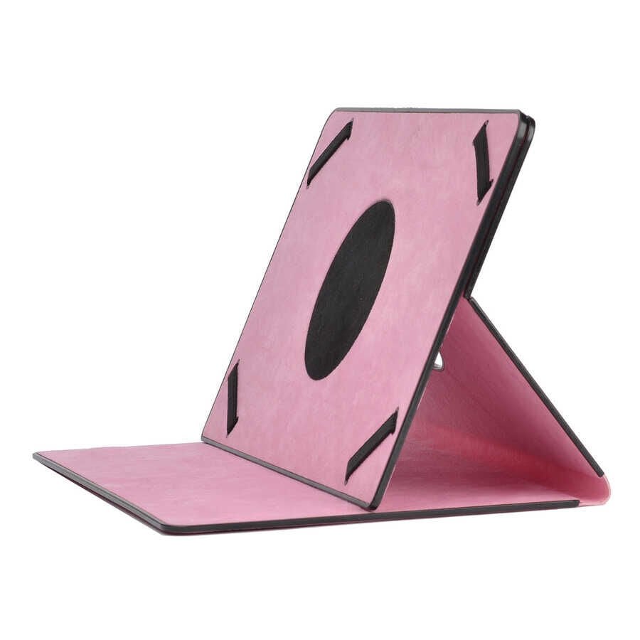 10 İnç Dönebilen Standlı Tablet Kılıf Pu Deri (10 İNÇ TÜM TABLET KILIFLARINA UYUMLU)-UNİVERSAL Pembe