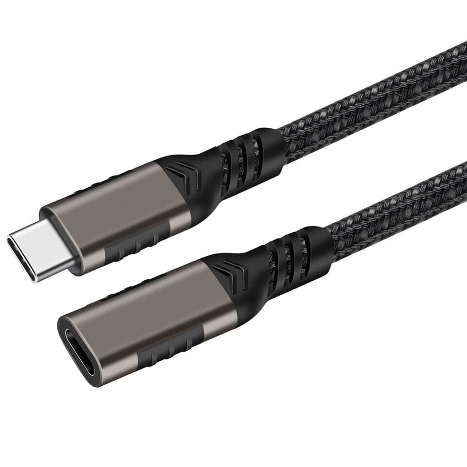 Extension USB3.2 Type-C PD Uzatma Kablosu 100W 20Gbps 4K@60Hz 3 Metre Siyah