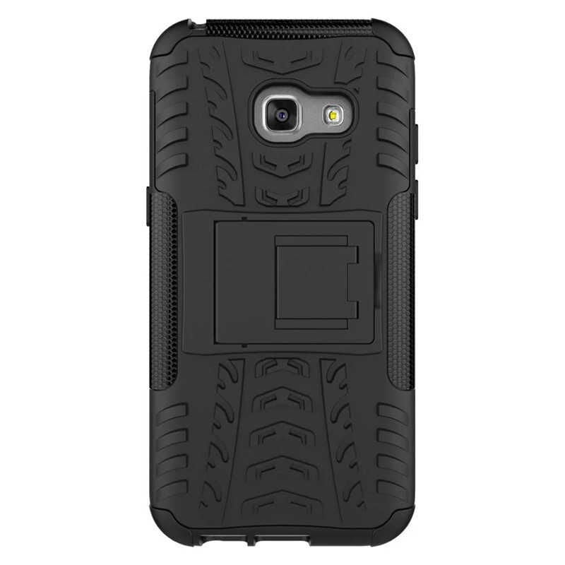 Samsung Galaxy J4 Plus Kılıf Standlı Korunaklı Silikon Kapak (hibrit) Turuncu