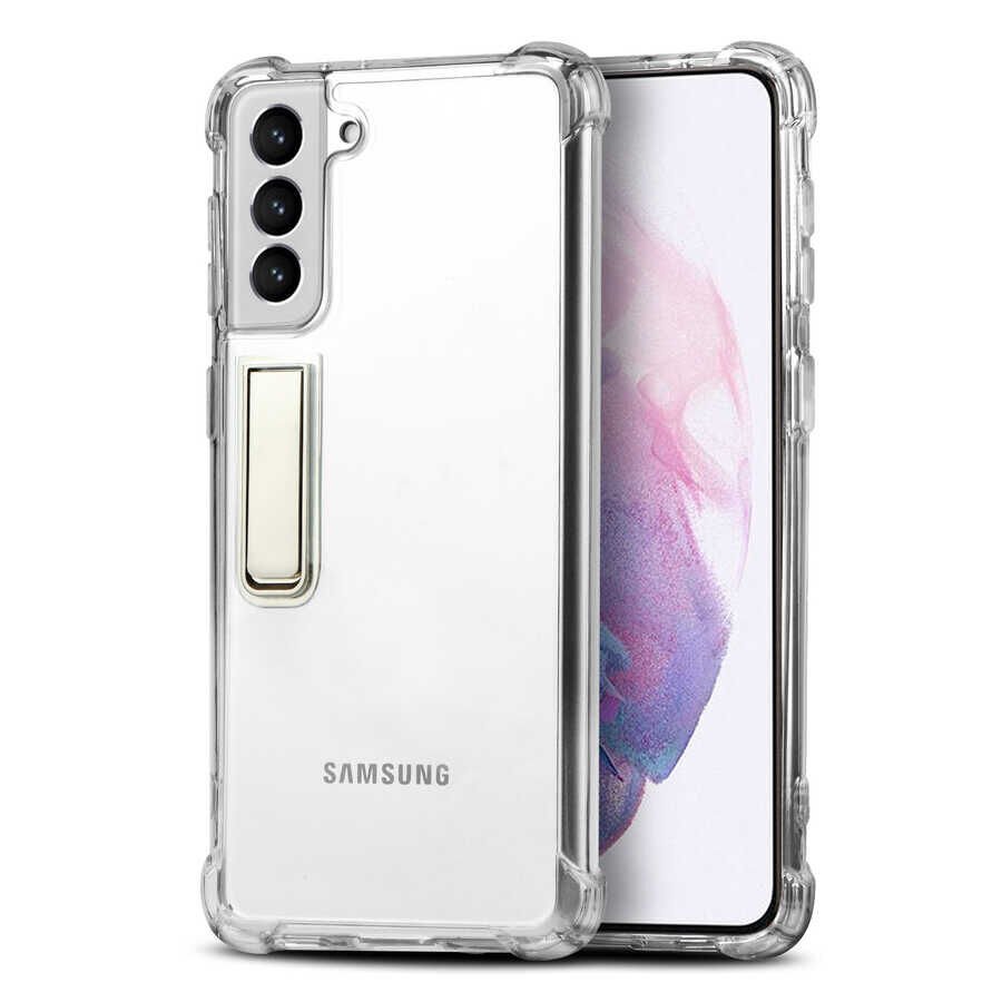 Samsung Galaxy S21 Kılıf HEPTEKİLETİŞİM Standlı Süper Silikon Kapak