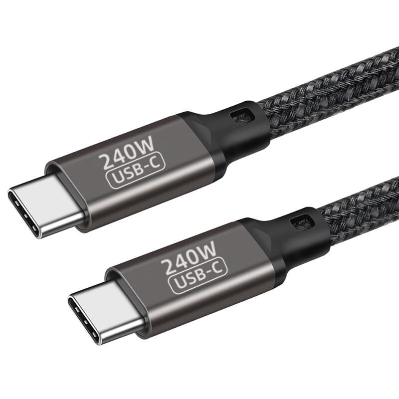 QG02 Type-C to Type-C PD3.1 Data Kablosu 240W 480Mbps 0.5 Metre Siyah
