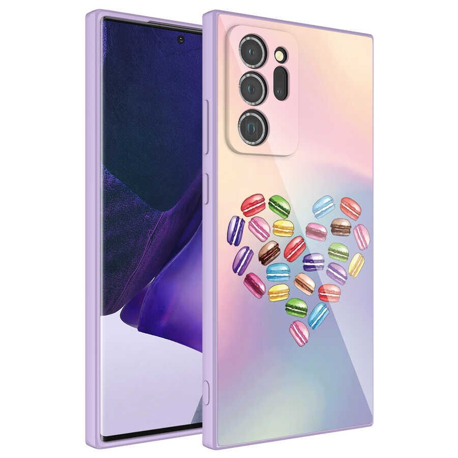 Samsung Galaxy Note 20 Ultra Kılıf Kamera Korumalı Bulut Desenli Sert Parlak Silikon Kapak (Epoksi) NO1