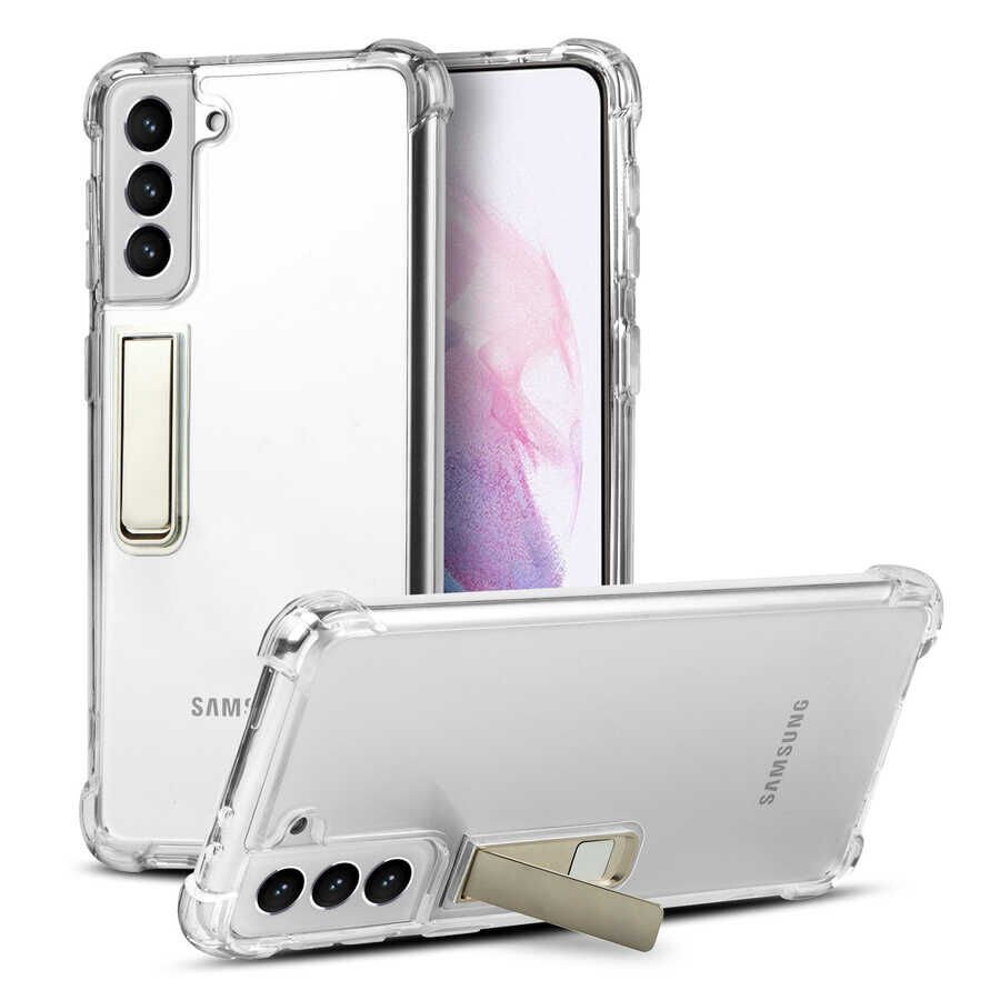 Samsung Galaxy S21 Plus Kılıf HEPTEKİLETİŞİM Standlı Süper Silikon Kapak
