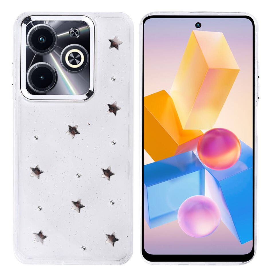 İnfinix Hot 40i Kılıf Airbag Tasarımlı Simli Şeffaf HEPTEKİLETİŞİM Kutup Kapak