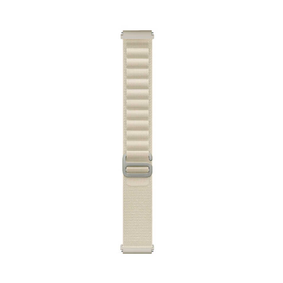 Samsung Galaxy Watch Active 2 44mm (20mm) Hasır Kordon Naylon Örgülü (KRD-74) Beyaz