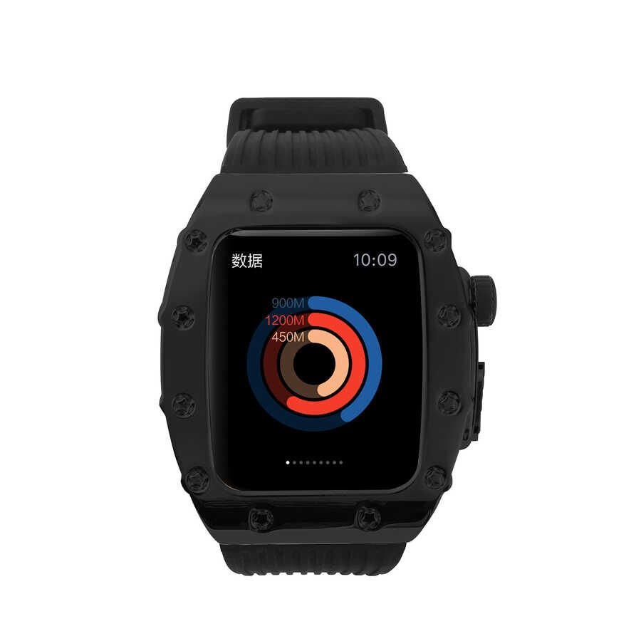 Apple Watch 2/3/4/5/6/7/8/se/ultra/nike 42mm 44mm 45mm 49mm Metal Kordon Tasarım (KRD-65) Siyah