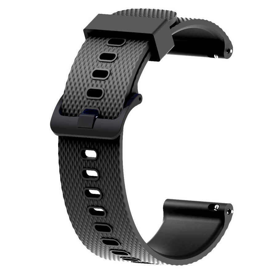 Samsung Galaxy Watch 42mm (20mm) Silikon Kordon Esnek Tasarım (KRD-46) Siyah
