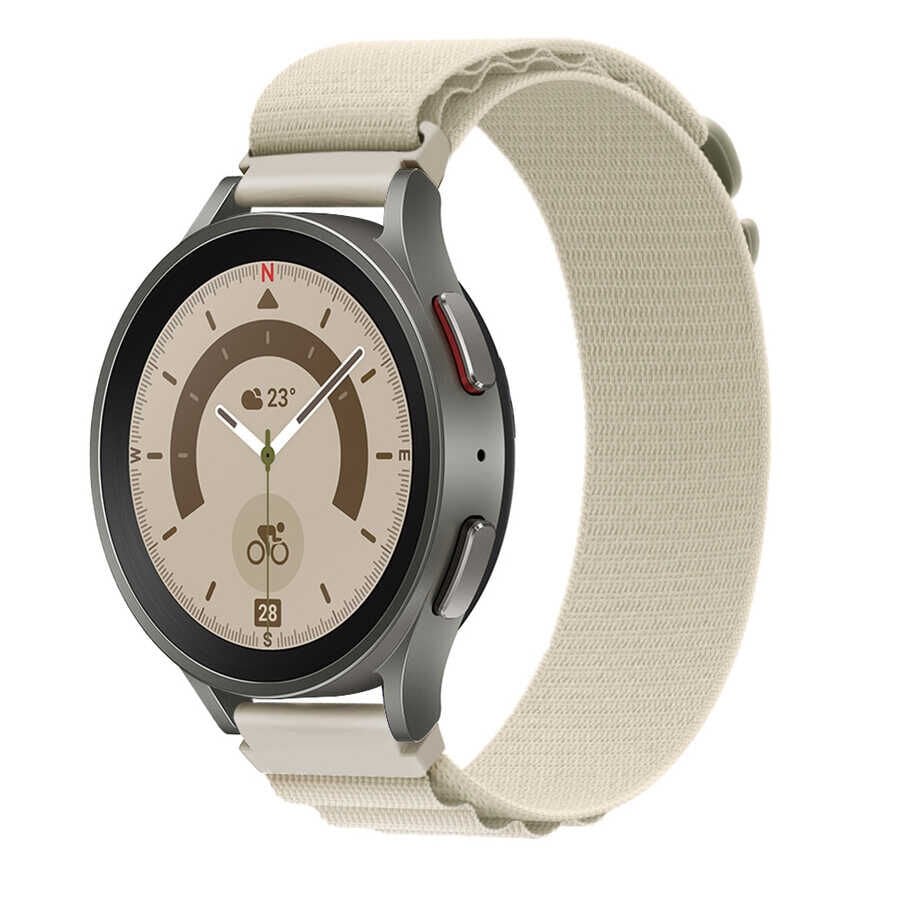Samsung Galaxy Watch Active 2 44mm (20mm) Hasır Kordon Naylon Örgülü (KRD-74) Turuncu