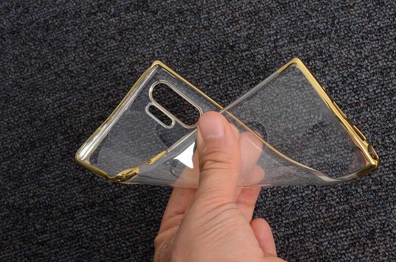 Samsung Galaxy Note 10 Plus Kılıf Dört Köşe Renkli Lazer Şeffaf Silikon Kapak (GLİTTER) Siyah