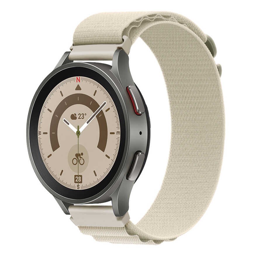 Samsung Galaxy Watch Active 2 44mm (20mm) Hasır Kordon Naylon Örgülü (KRD-74) Yeşil