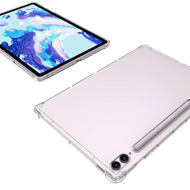 Samsung Galaxy Tab S8 Ultra Şeffaf Tablet Kılıf Köşelerden Ultra Dayanıklı Kalem Bölmeli (T-ANTİ) Renksiz