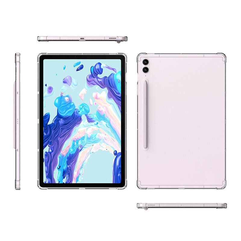 Samsung Galaxy Tab S8 Ultra Şeffaf Tablet Kılıf Köşelerden Ultra Dayanıklı Kalem Bölmeli (T-ANTİ) Renksiz