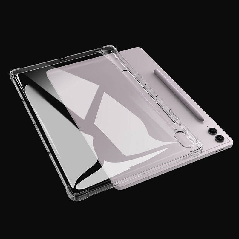 Samsung Galaxy Tab S8 Ultra Şeffaf Tablet Kılıf Köşelerden Ultra Dayanıklı Kalem Bölmeli (T-ANTİ) Renksiz
