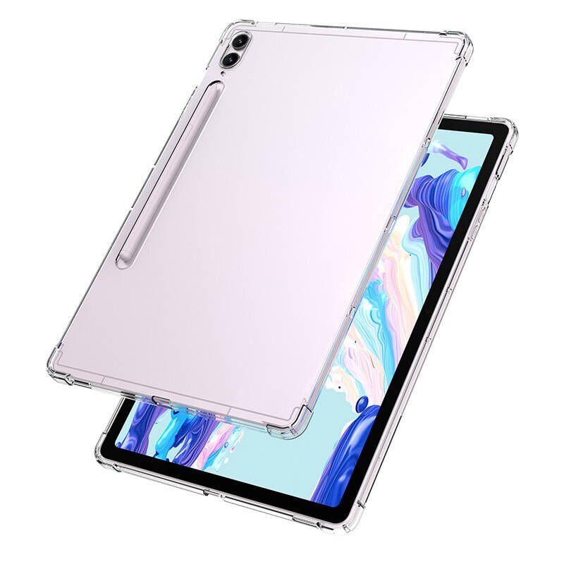 Samsung Galaxy Tab S8 Ultra Şeffaf Tablet Kılıf Köşelerden Ultra Dayanıklı Kalem Bölmeli (T-ANTİ) Renksiz