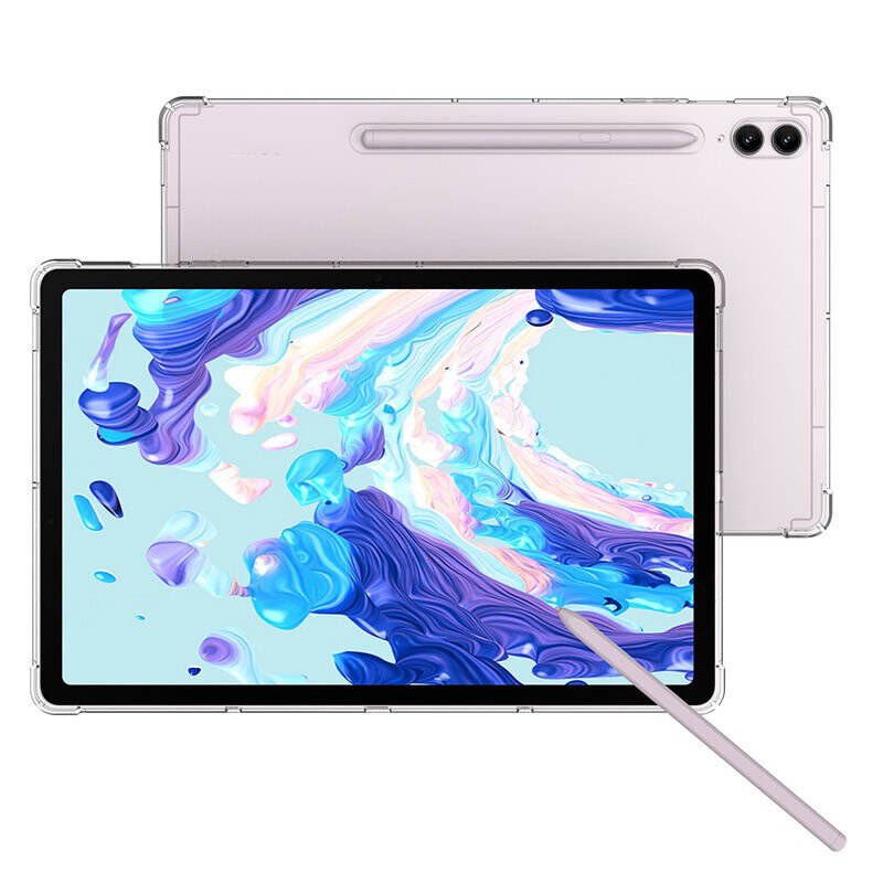 Samsung Galaxy Tab S8 Ultra Şeffaf Tablet Kılıf Köşelerden Ultra Dayanıklı Kalem Bölmeli (T-ANTİ) Renksiz