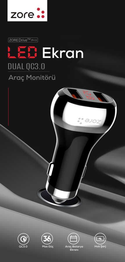 ZR-C2 Micro 2 in 1 Araç Şarj Seti Siyah